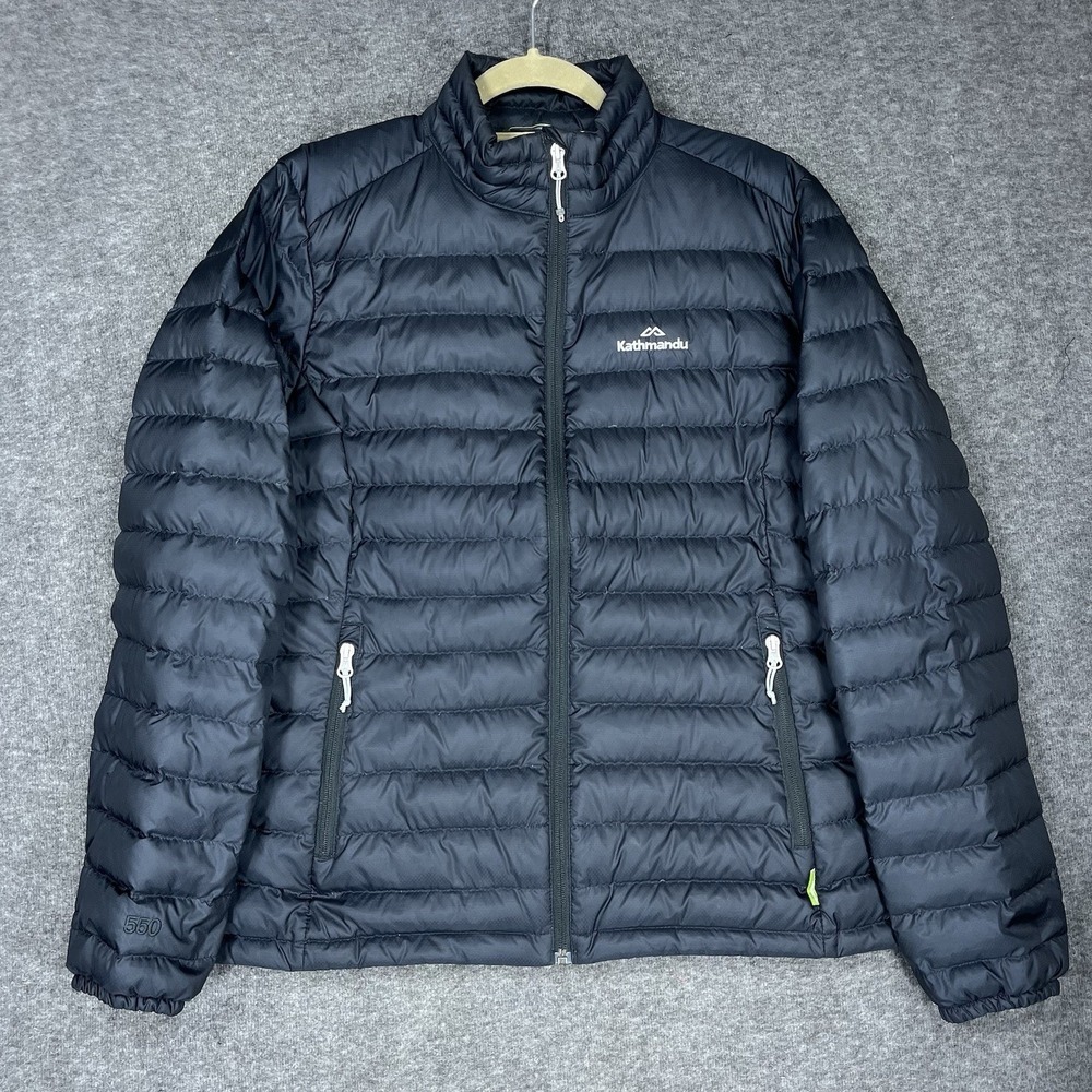 Kathmandu Puffer Jacket Womens 18 (2XL) Black Heli Down 550 Lightweight Packable